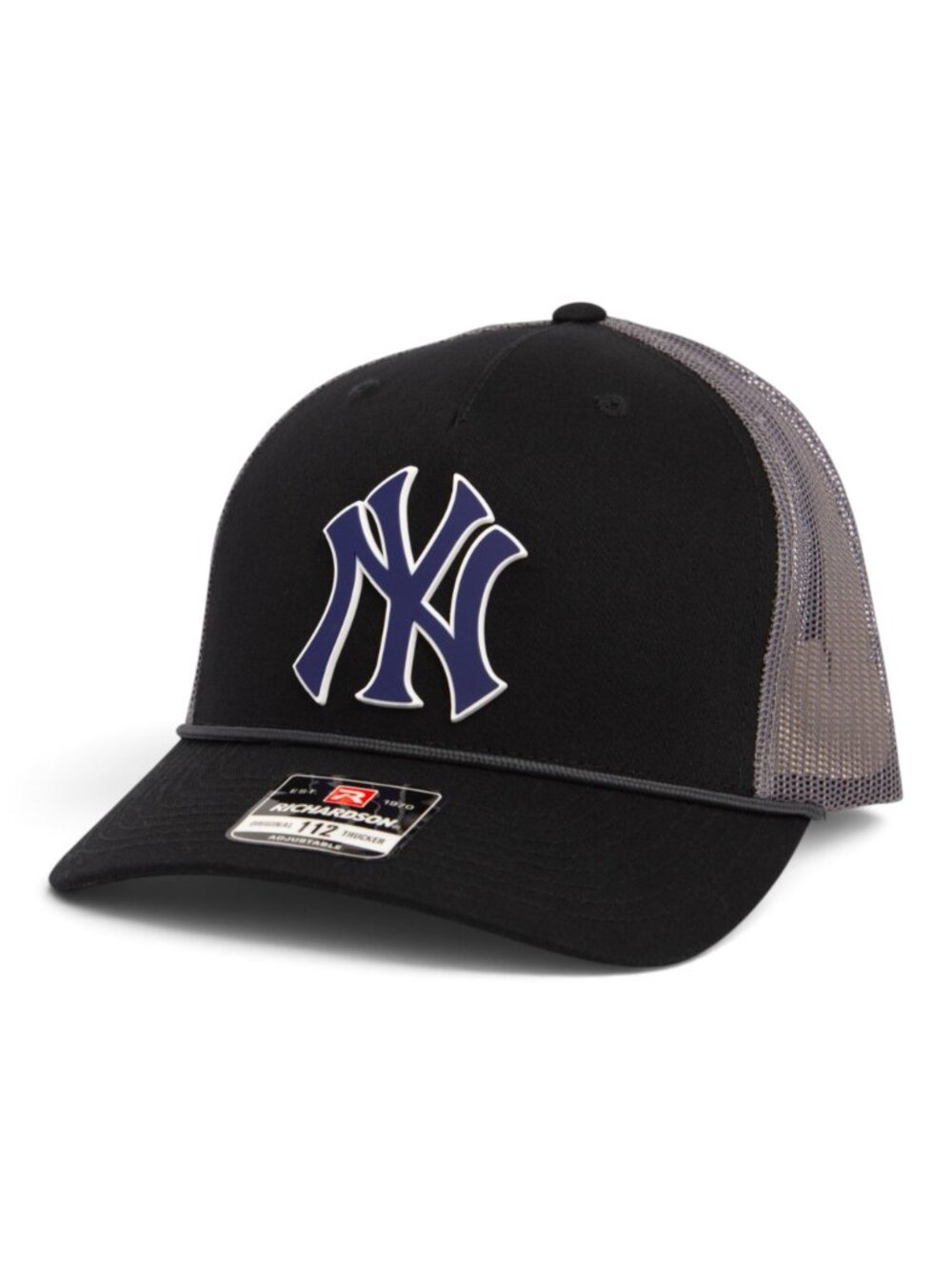 New York Yankees NY Navy 3D Snapback Trucker Rope Hat- Black/ Charcoal